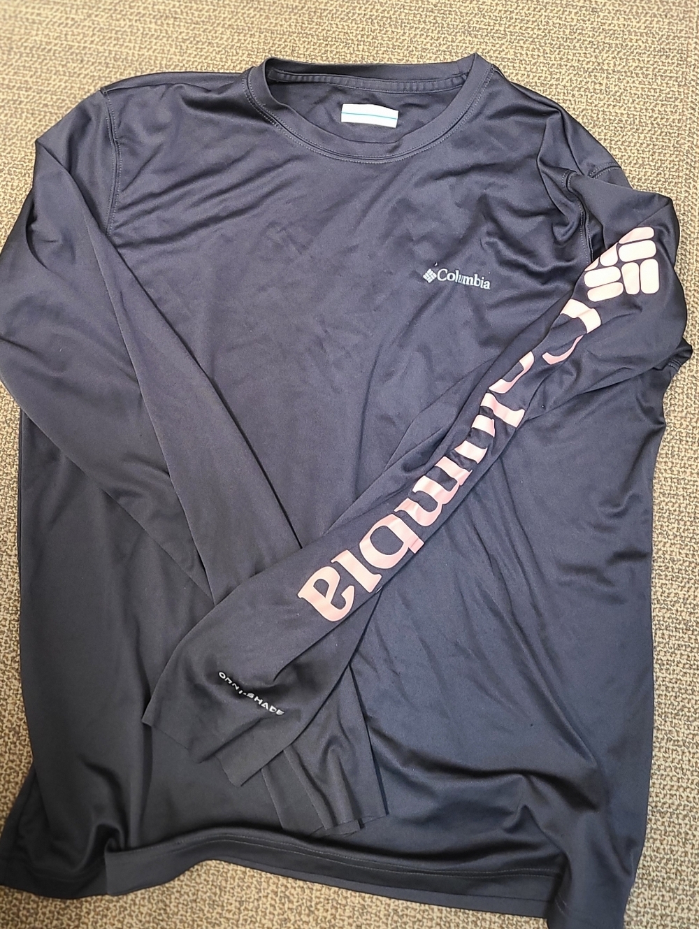 Columbia Gray Long Sleeve Tee with Pink Sleeve Logo